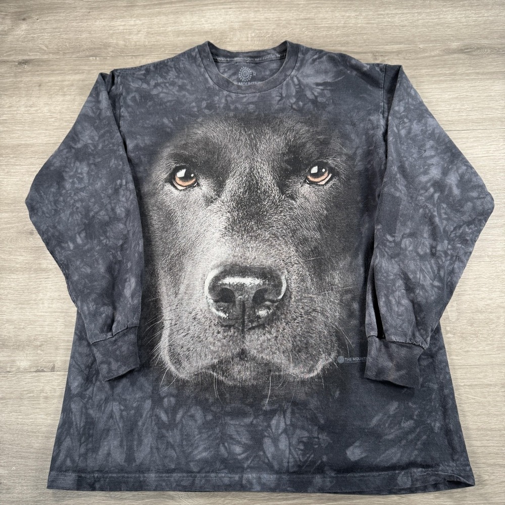 The Mountain Shirt Mens Medium Black Lab Dog AOP Long Sleeve Animal 2011 Y2K